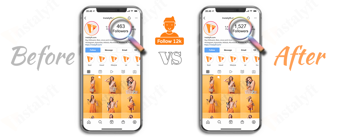 Before and After buying 1,000 Instagram Followers