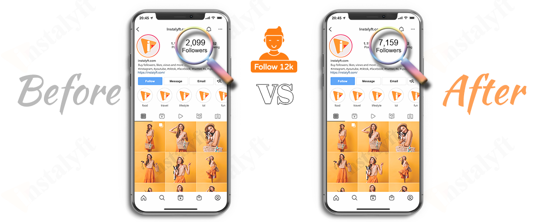 Before and After buying 5,000 Premium Instagram Followers